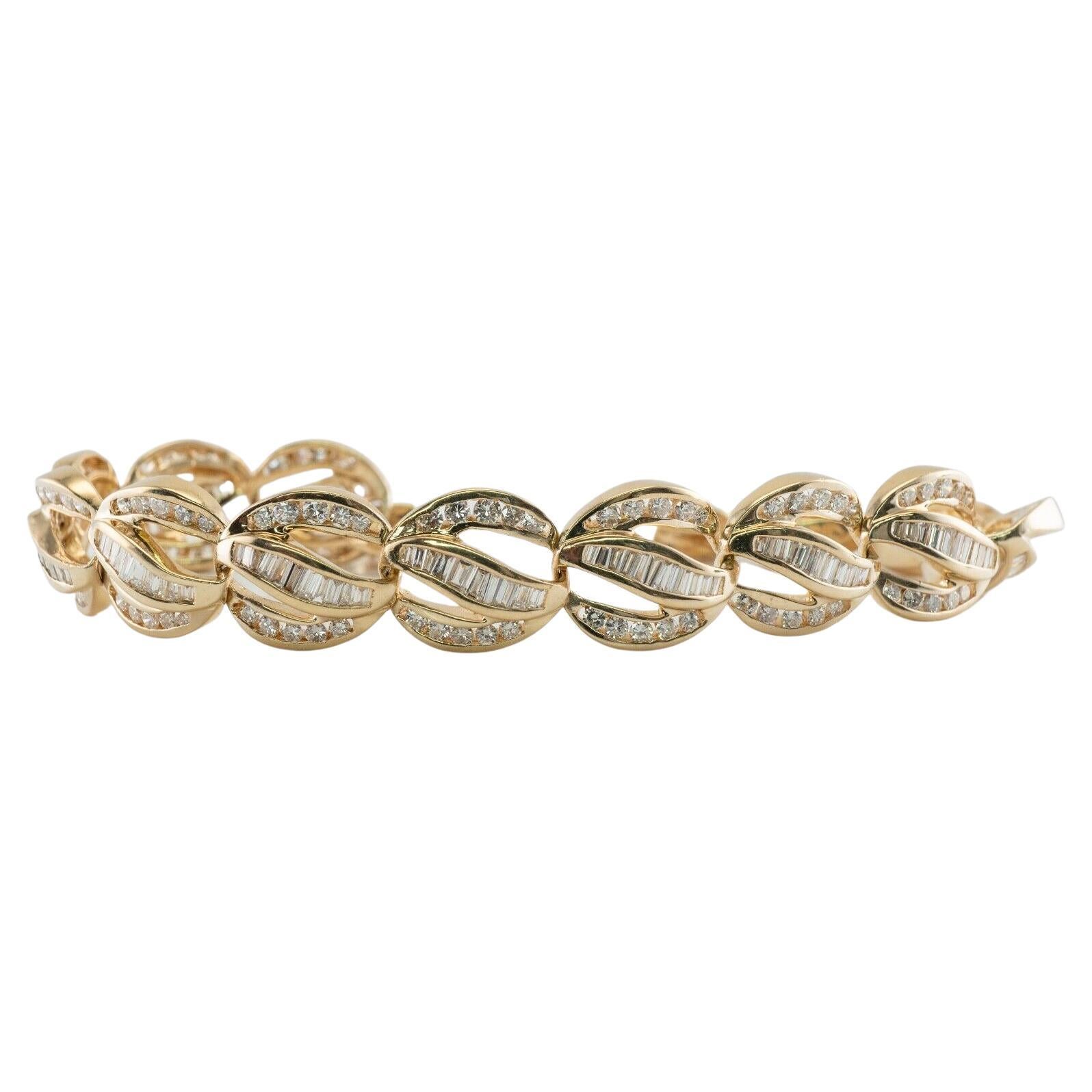Natural Diamond Link Bracelet 14K Gold 6.44 TDW
