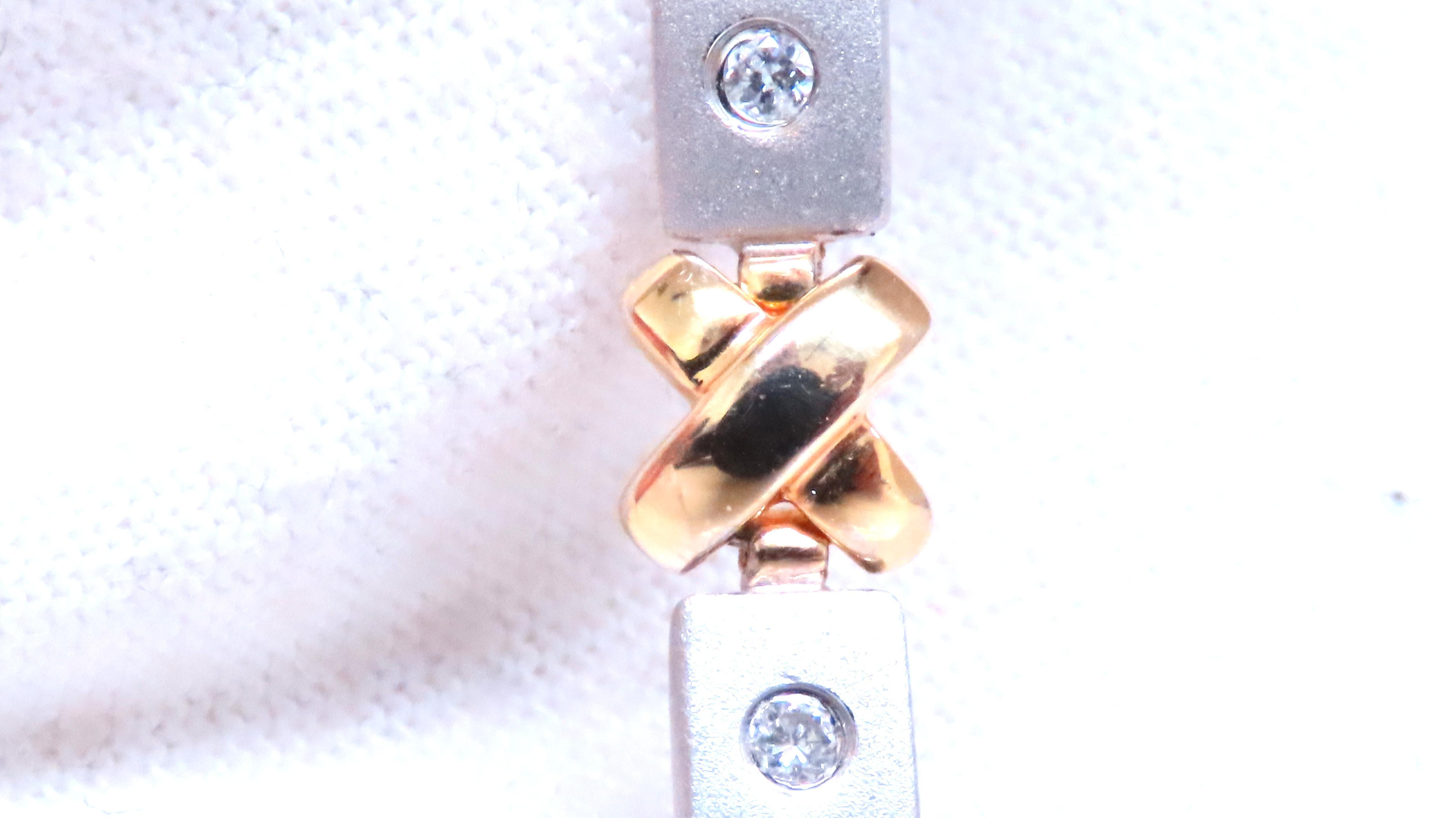 Modern Natural Diamond Link Bracelet 14kt Gold Sandblast X 12388 For Sale