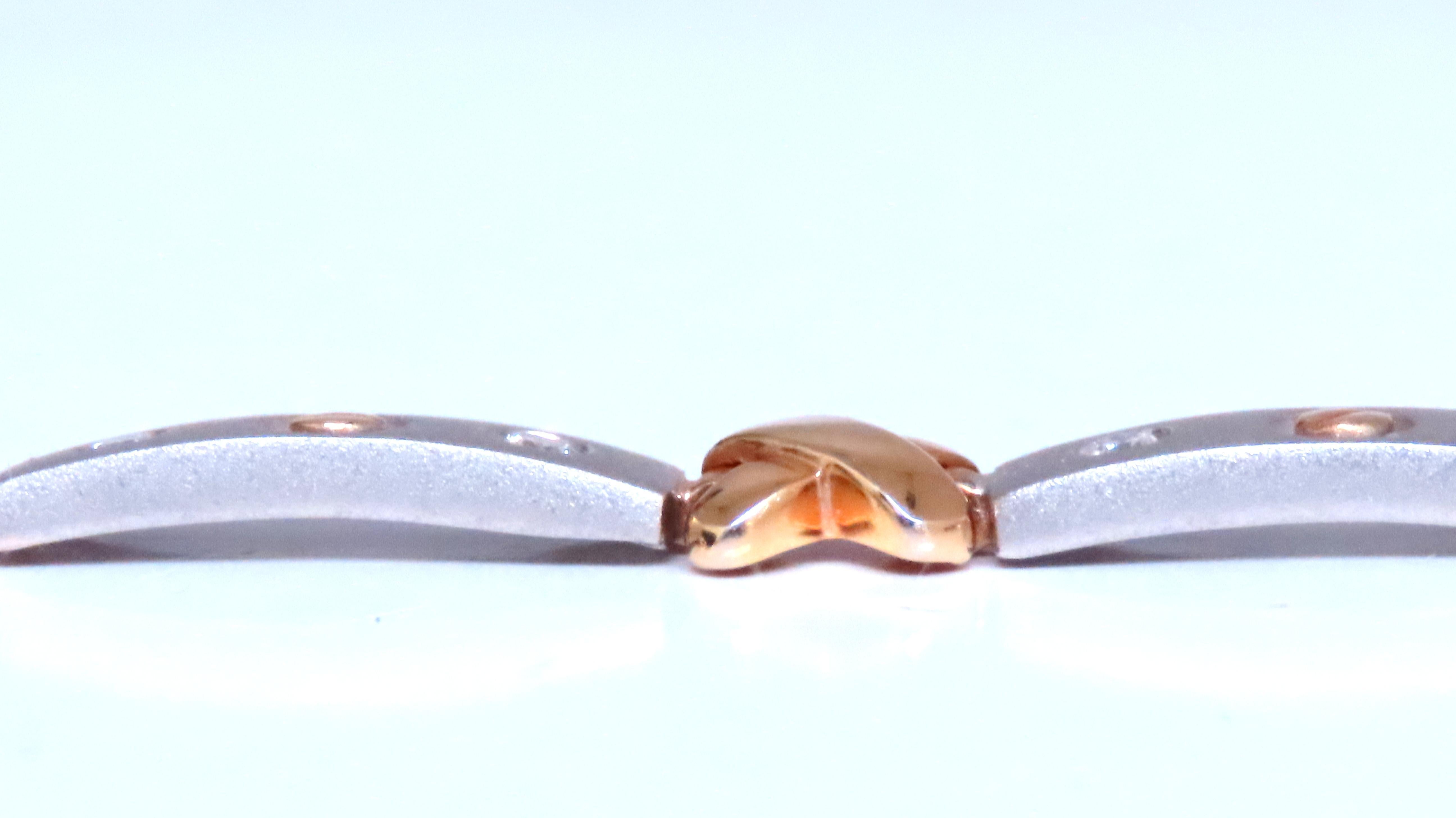 Round Cut Natural Diamond Link Bracelet 14kt Gold Sandblast X 12388 For Sale