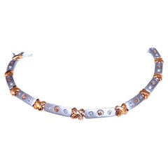 Natural Diamond Link Bracelet 14kt Gold Sandblast X 12388*