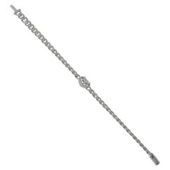 Natural Diamond Link Chain Heart Bracelet 14k White Gold Fine Jewelry