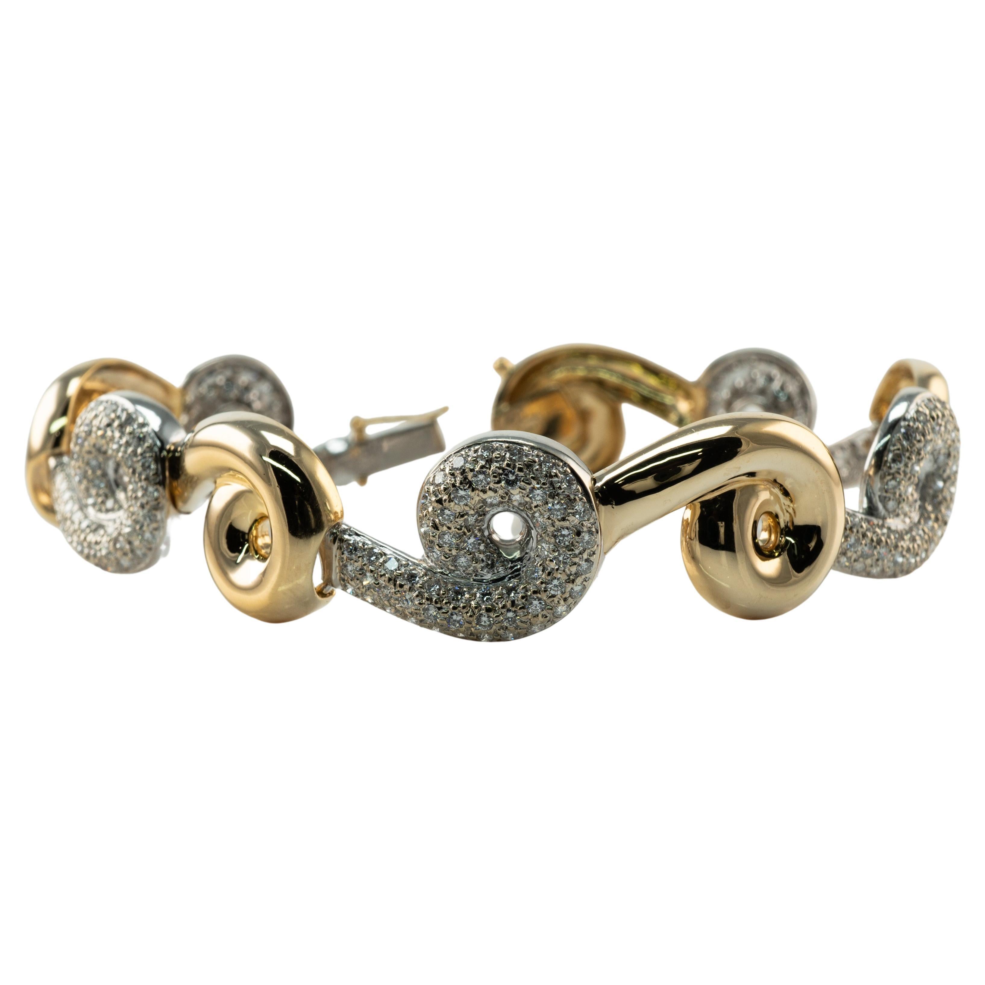 Natural Diamond Link Swirl Bracelet 14k Gold 4.50 TDW