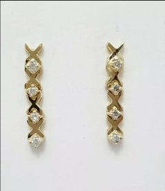 Natural Diamond Long Dangle Earrings 14K Solid Gold Diamond Earrings Christmas.