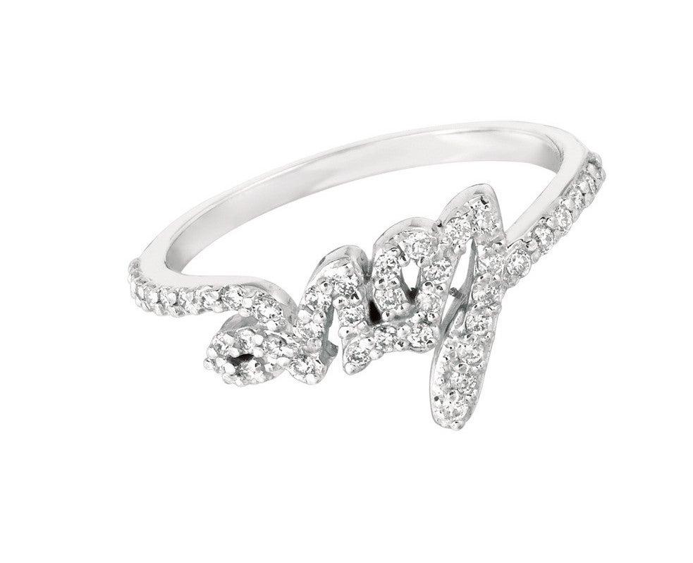 For Sale:  Natural Diamond Love Ring Band 14 Karat White Gold 2