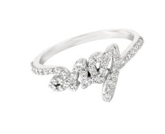 Natural Diamond Love Ring Band 14 Karat White Gold