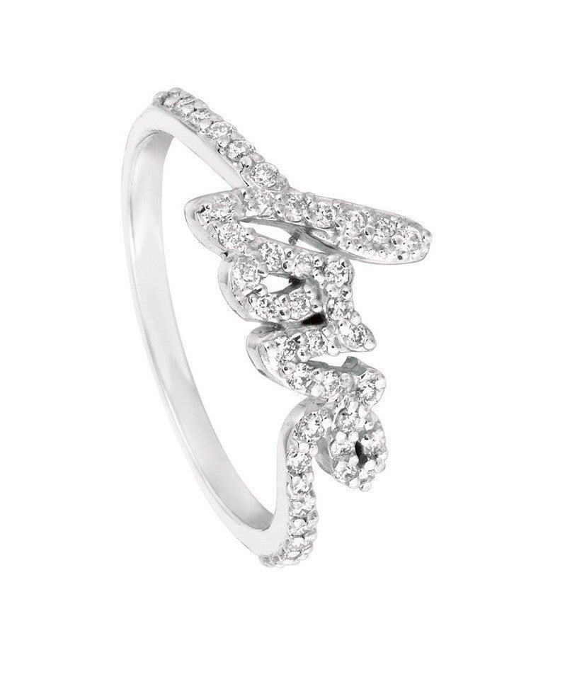 For Sale:  Natural Diamond Love Ring Band 14 Karat White Gold 4