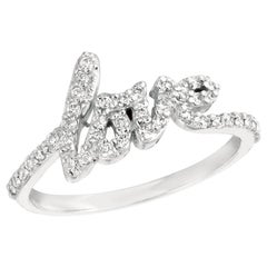 Natural Diamond Love Ring Band 14 Karat White Gold