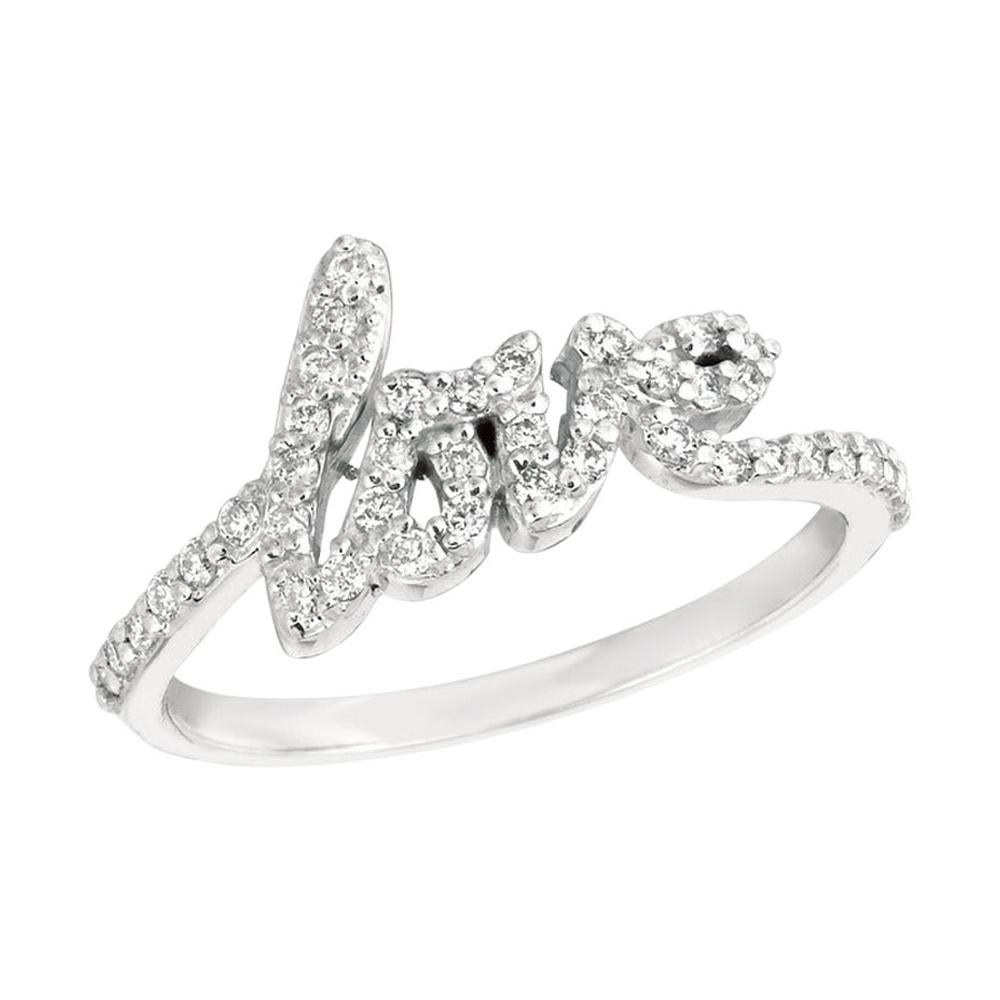 For Sale:  Natural Diamond Love Ring Band 14 Karat White Gold