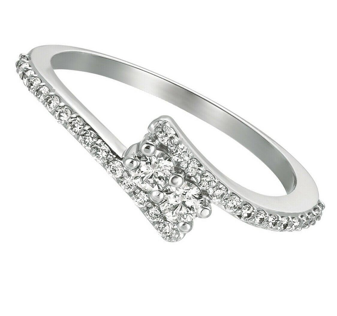 For Sale:  Natural Diamond Love Ring G SI 14 Karat White Gold 4