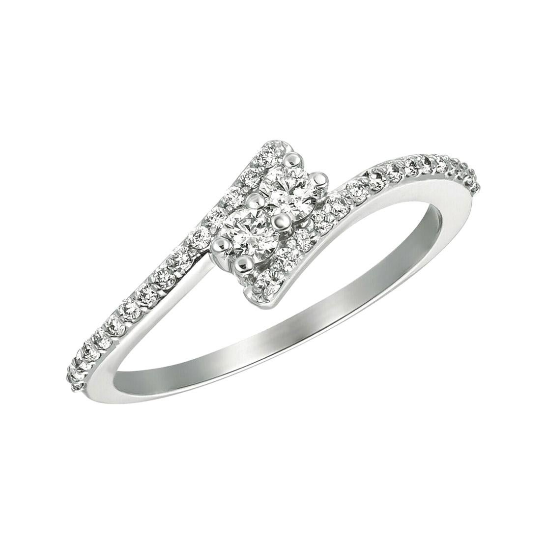 Natural Diamond Love Ring G SI 14 Karat White Gold