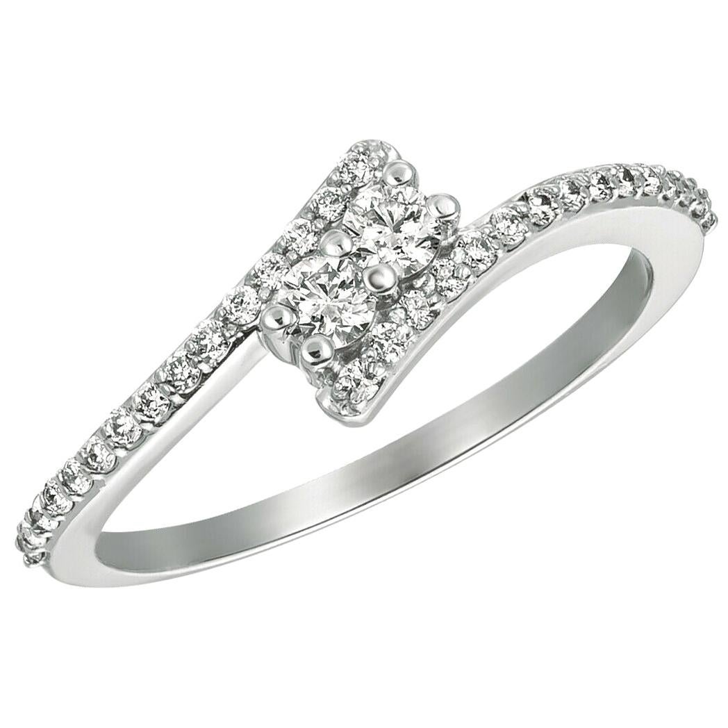 Natural Diamond Love Ring G SI 14 Karat White Gold For Sale