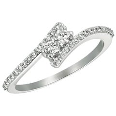 Bague d'amour en or blanc 14 carats avec diamants naturels G SI