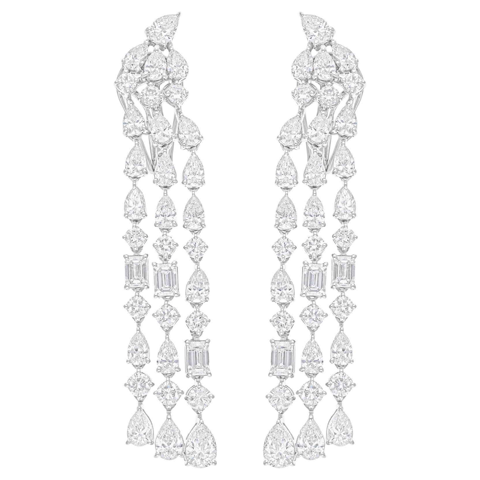 Boucles d'oreilles pendantes chandelier en or blanc 14K avec diamant naturel taille mixte 6.91Ct