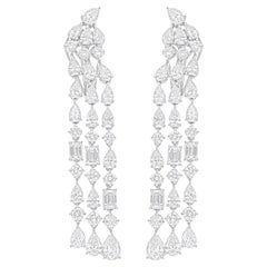 Boucles d'oreilles pendantes chandelier en or blanc 14K avec diamant naturel taille mixte 6.91Ct