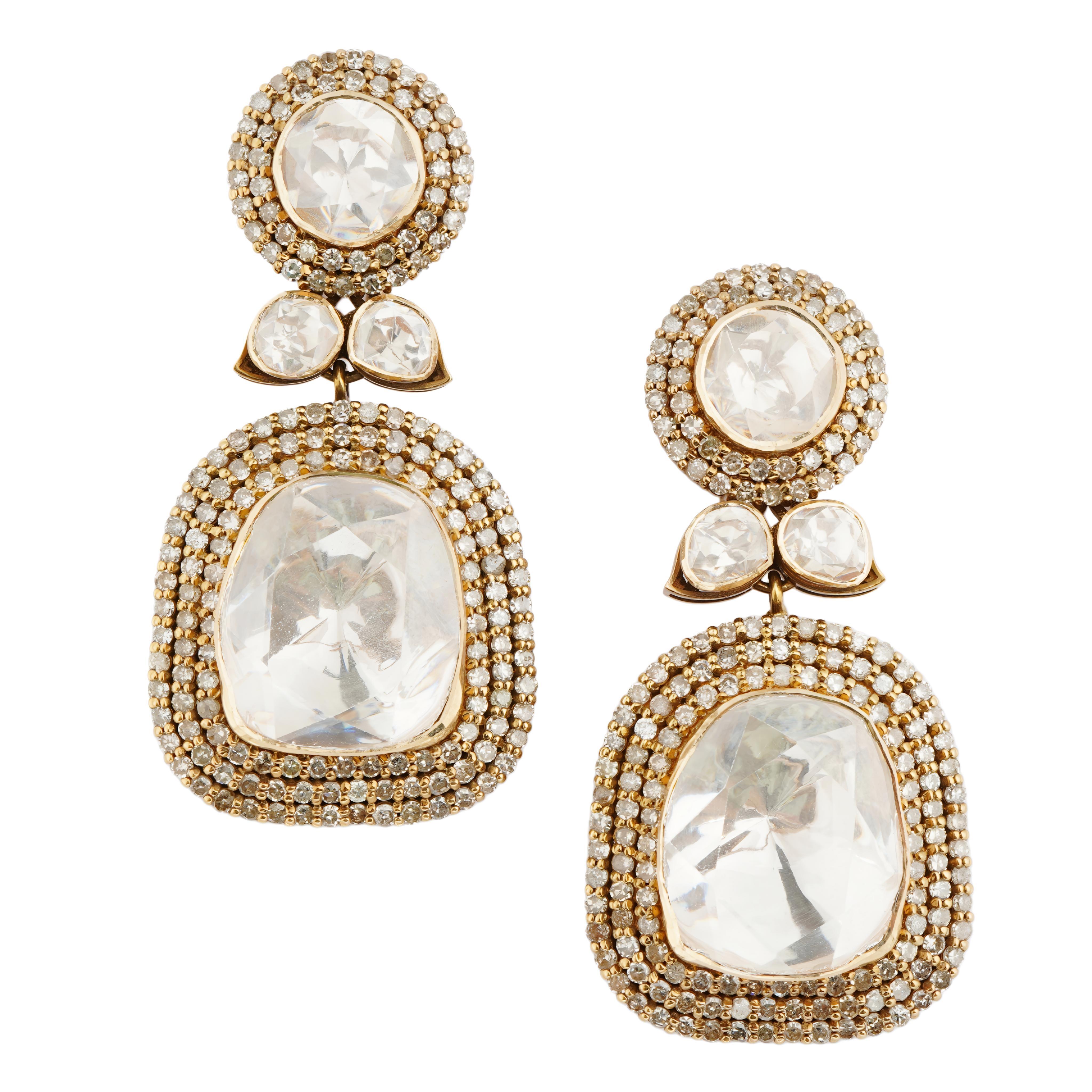 De las mujeres Natural Diamond Moissanite earring in 14k gold en venta