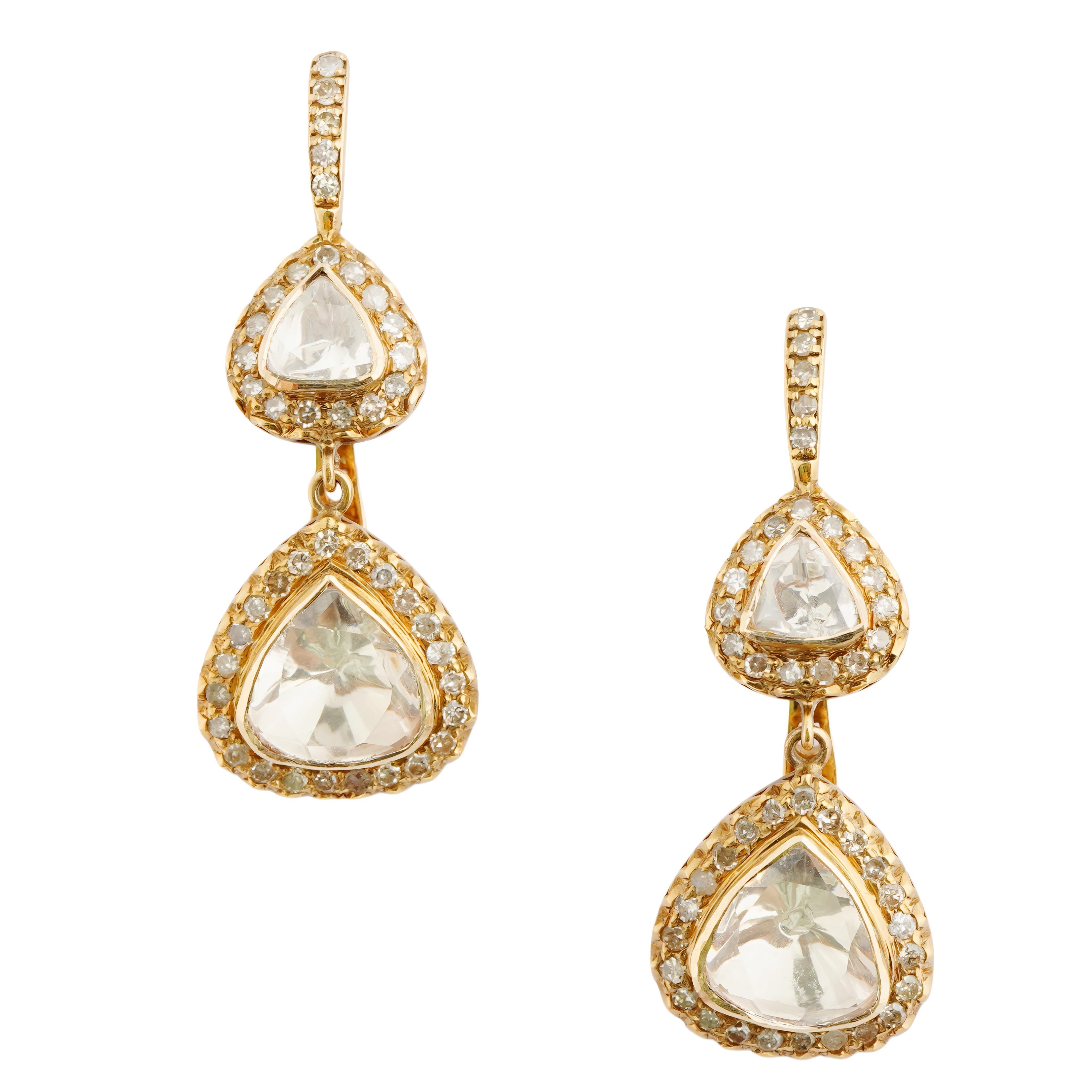 De las mujeres Natural diamond moissanite earring in 14k gold en venta
