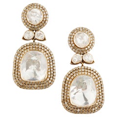 Natural Diamond Moissanite earring in 14k gold