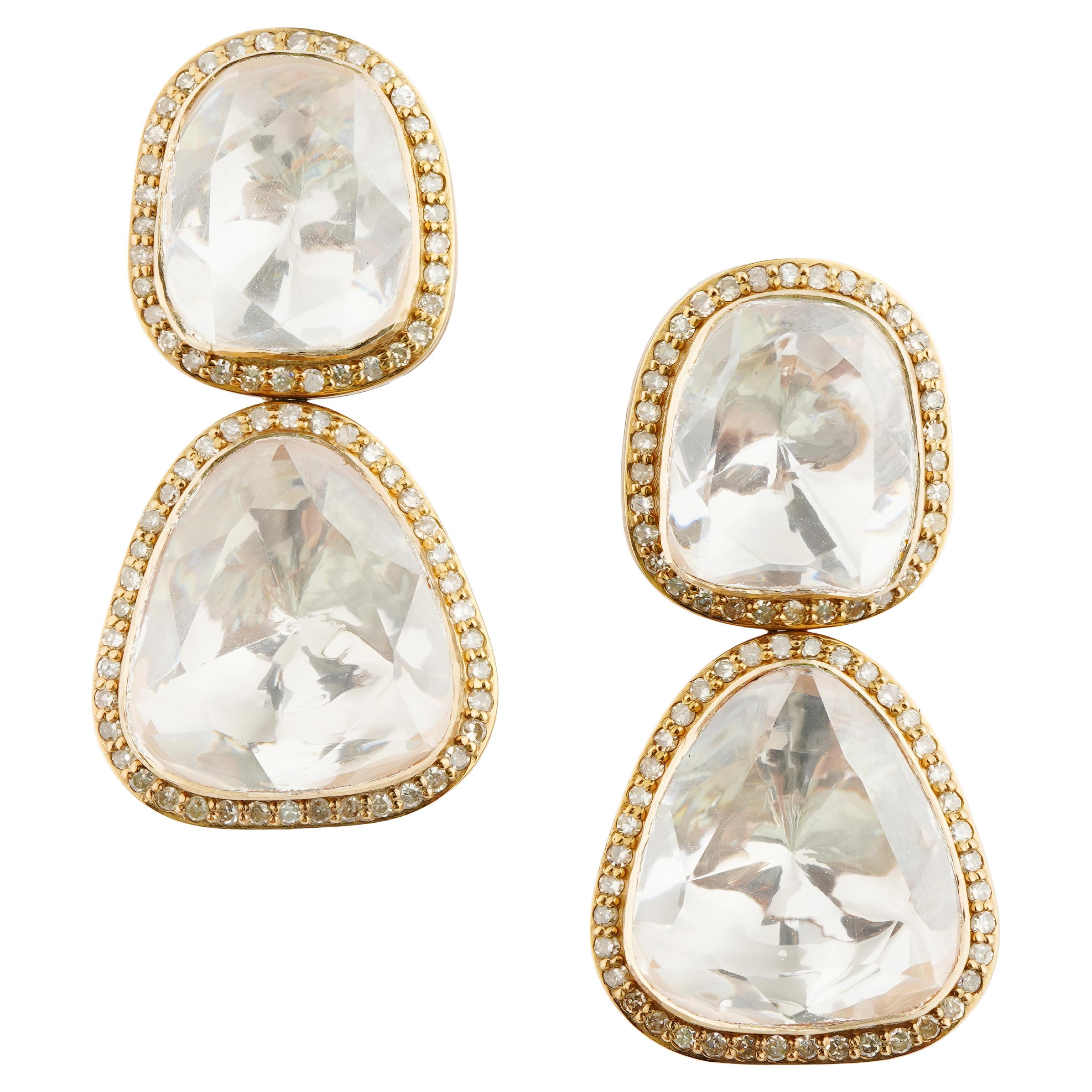 Natural diamond moissanite earring in 14k gold