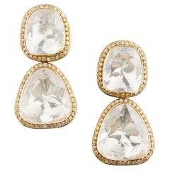 Natural diamond moissanite earring in 14k gold