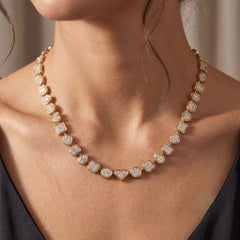 Natural Multi Cut Diamond Tennis Chain Necklace 14k Yellow Gold Fine Jewelry