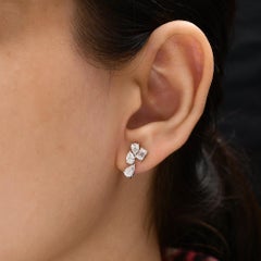 Natural Diamond Multi Shape Drop Earrings, 1.46 Carats