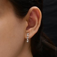 Natural Diamond Multi Shape Hoop Earrings 1.03 Carats in 18K White Gold