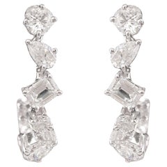 Natural Diamond Multi Shape Hoop Earrings 1.03 Carats in 18K White Gold