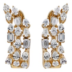 Natural Diamond Multi-Shape Hoop Earrings 1.92 Carats 14K Yellow Gold