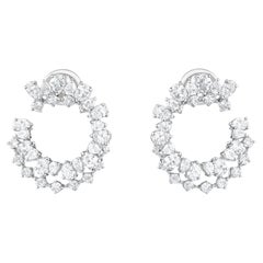 Natural Diamond Multi Shape Hoop Earrings 2.99 Carats in 18K White Gold