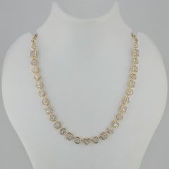 Natural Diamond Multi Shape Station Necklace 14k Yellow gold Fine Jewelry