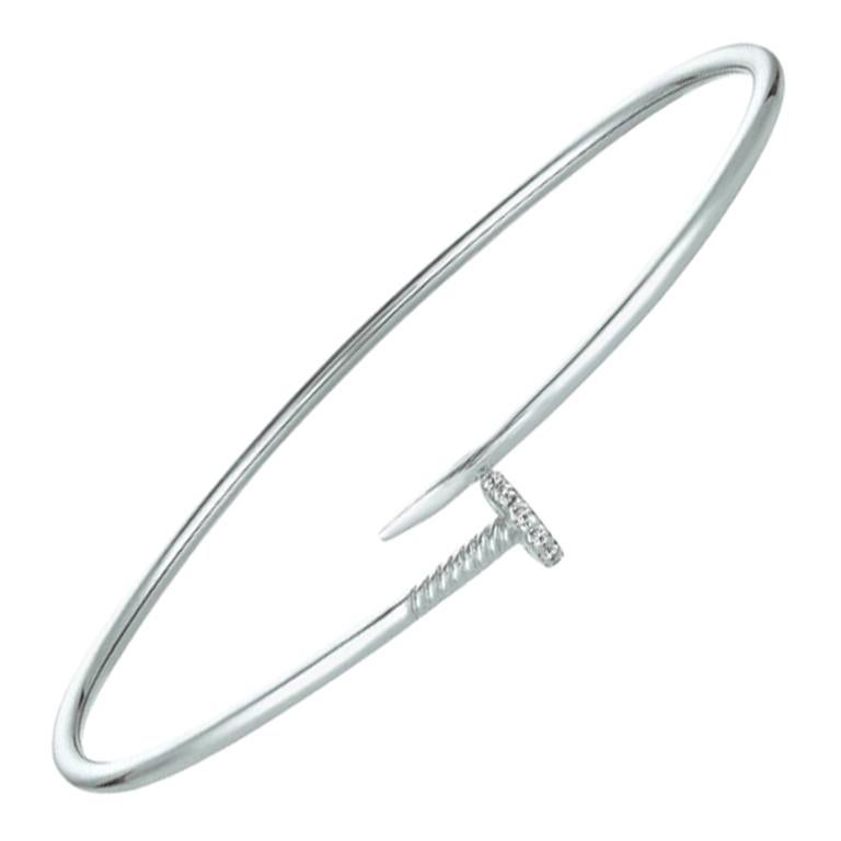 Bracelet à clous en diamant naturel G SI en or blanc 14 carats en vente