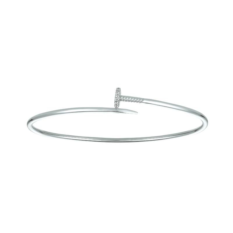Contemporain Bracelet à clous en diamant naturel G SI en or blanc 14 carats en vente