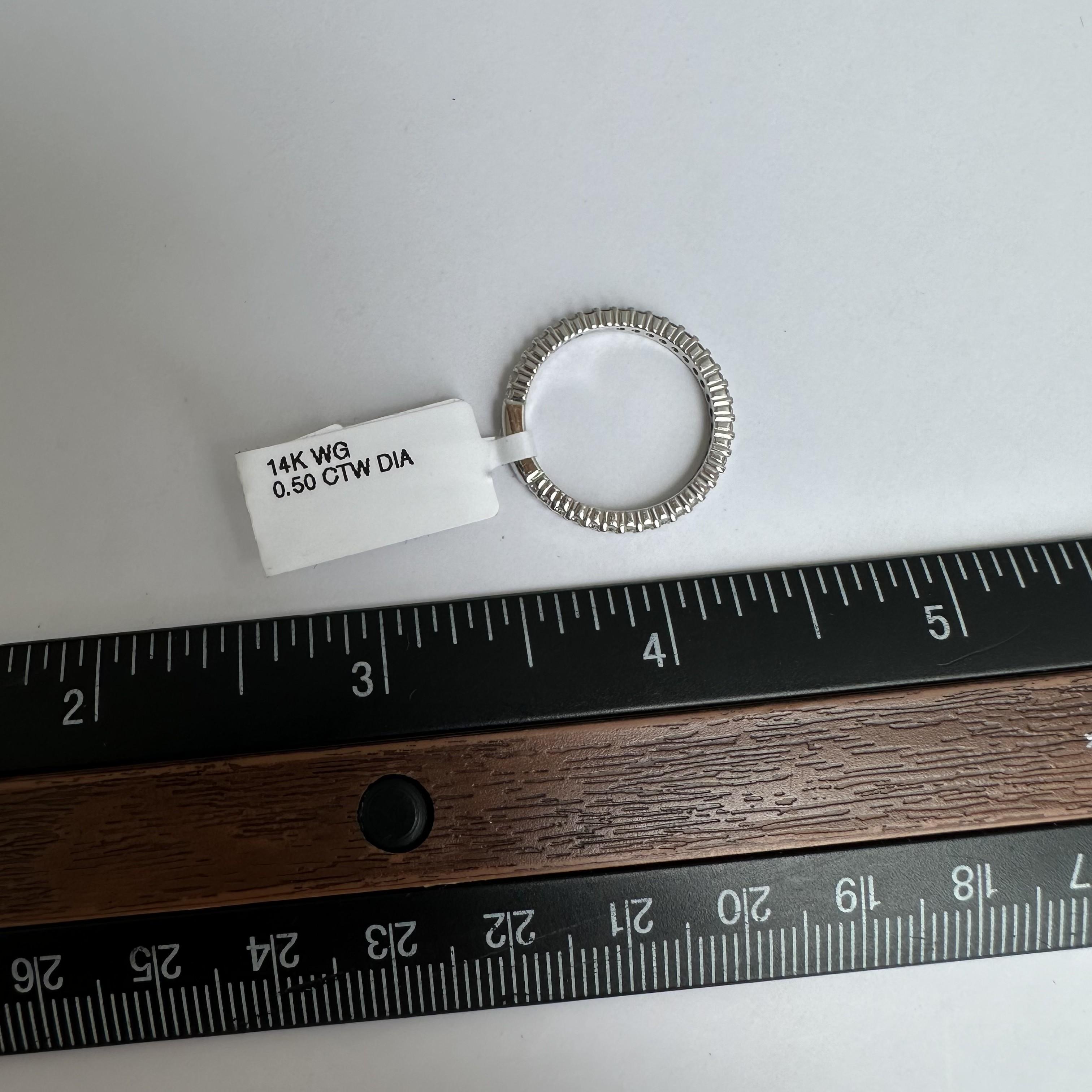 Round Cut Natural Diamond Near Full Eternity Ring in 14kt White Gold - 0.50ctw, Size 7 For Sale