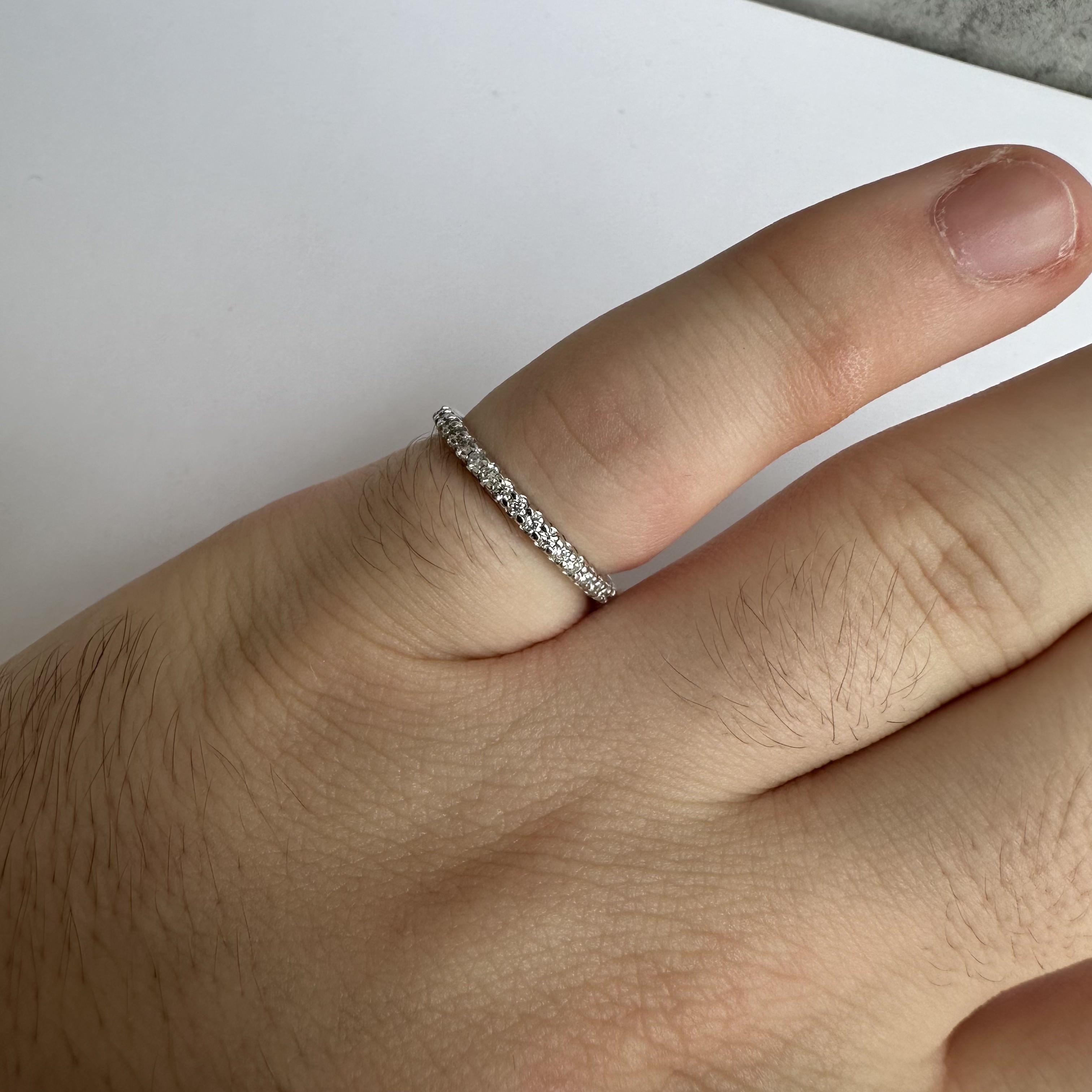 Natural Diamond Near Full Eternity Ring in 14kt White Gold - 0.50ctw, Size 7 In New Condition For Sale In West Hempstead, NY