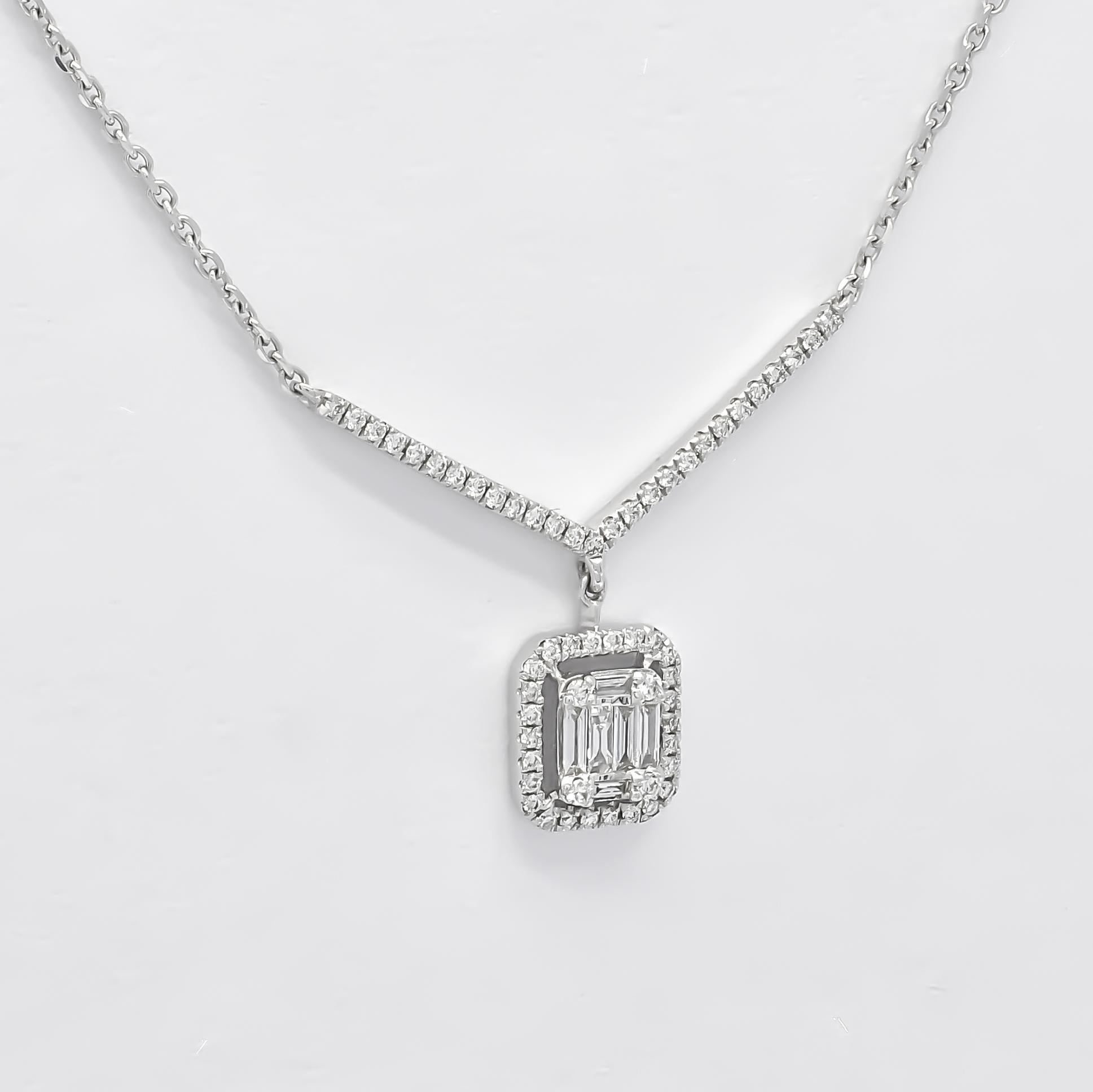 Round Cut Natural Diamond Necklace 0.31 cts 18 Karat White Gold Single Row Necklace For Sale