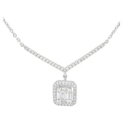 Collier à une rangée de diamants naturels 0,31 carat en or blanc 18 carats