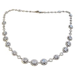Collana di diamanti naturali da 10,00 carati totali Ovali e tondi in oro bianco 18k