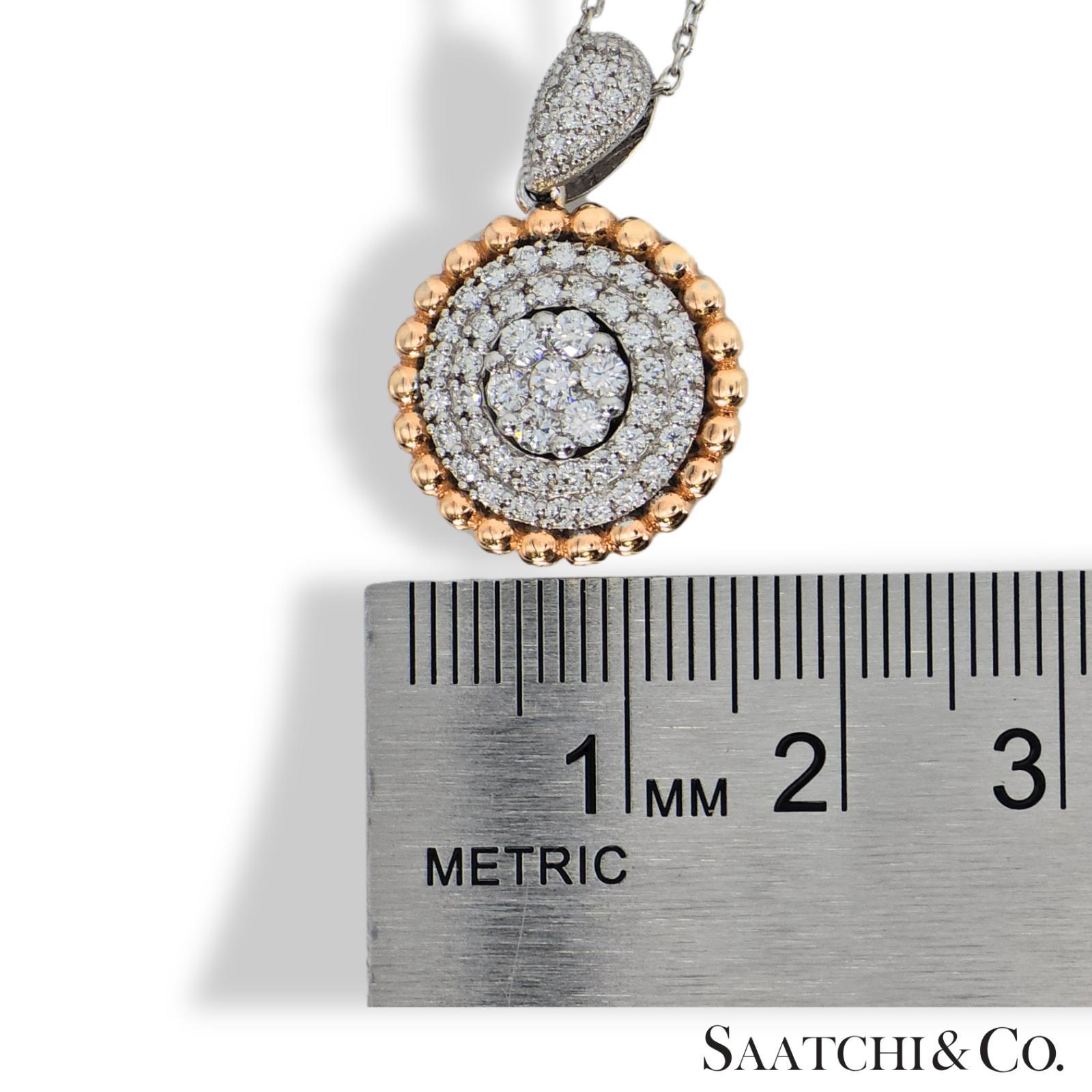Natural Diamond Necklace 18K White Rose Gold 750 Two Tone For Sale 4