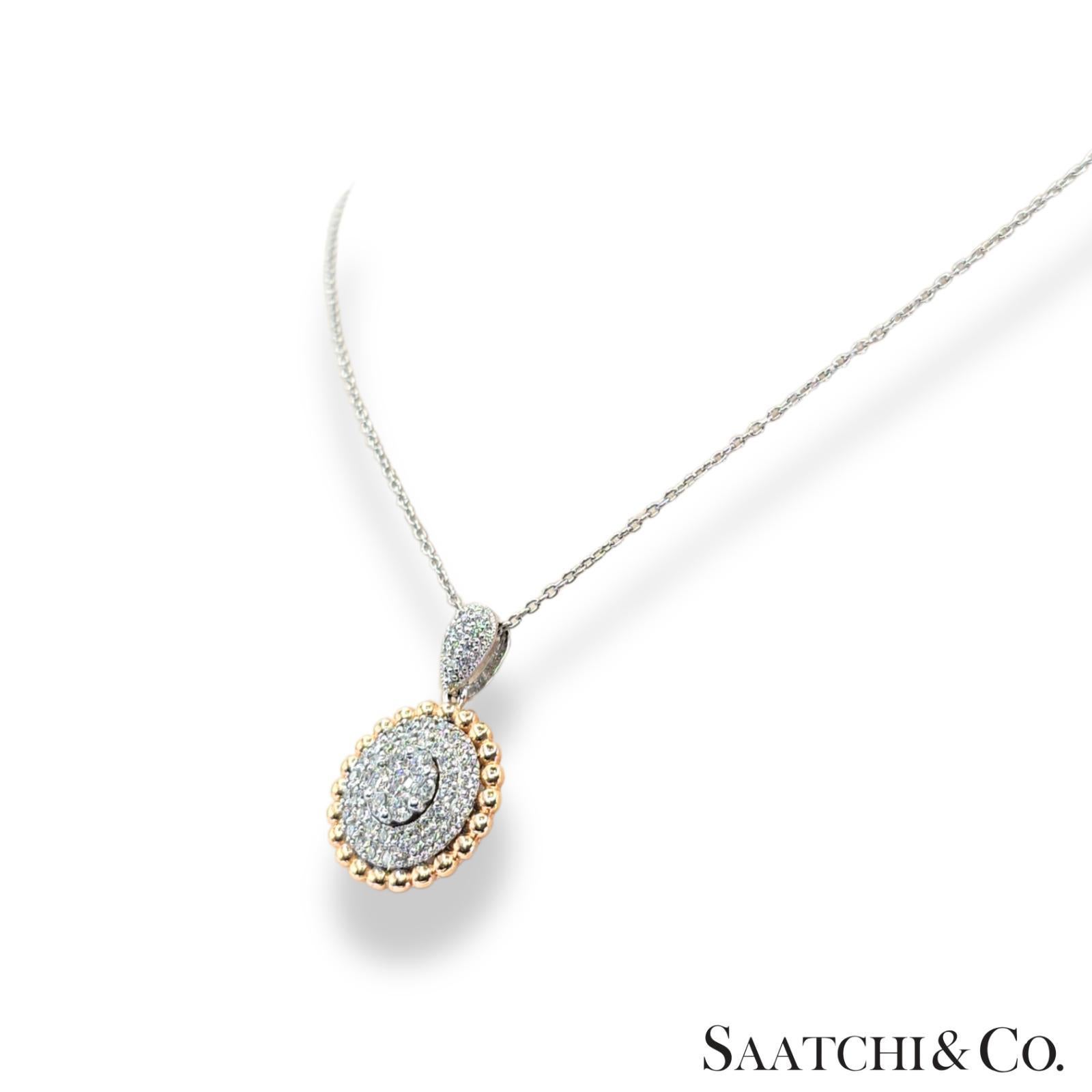 Natural Diamond Necklace 18K White Rose Gold 750 Two Tone In New Condition For Sale In New York, NY