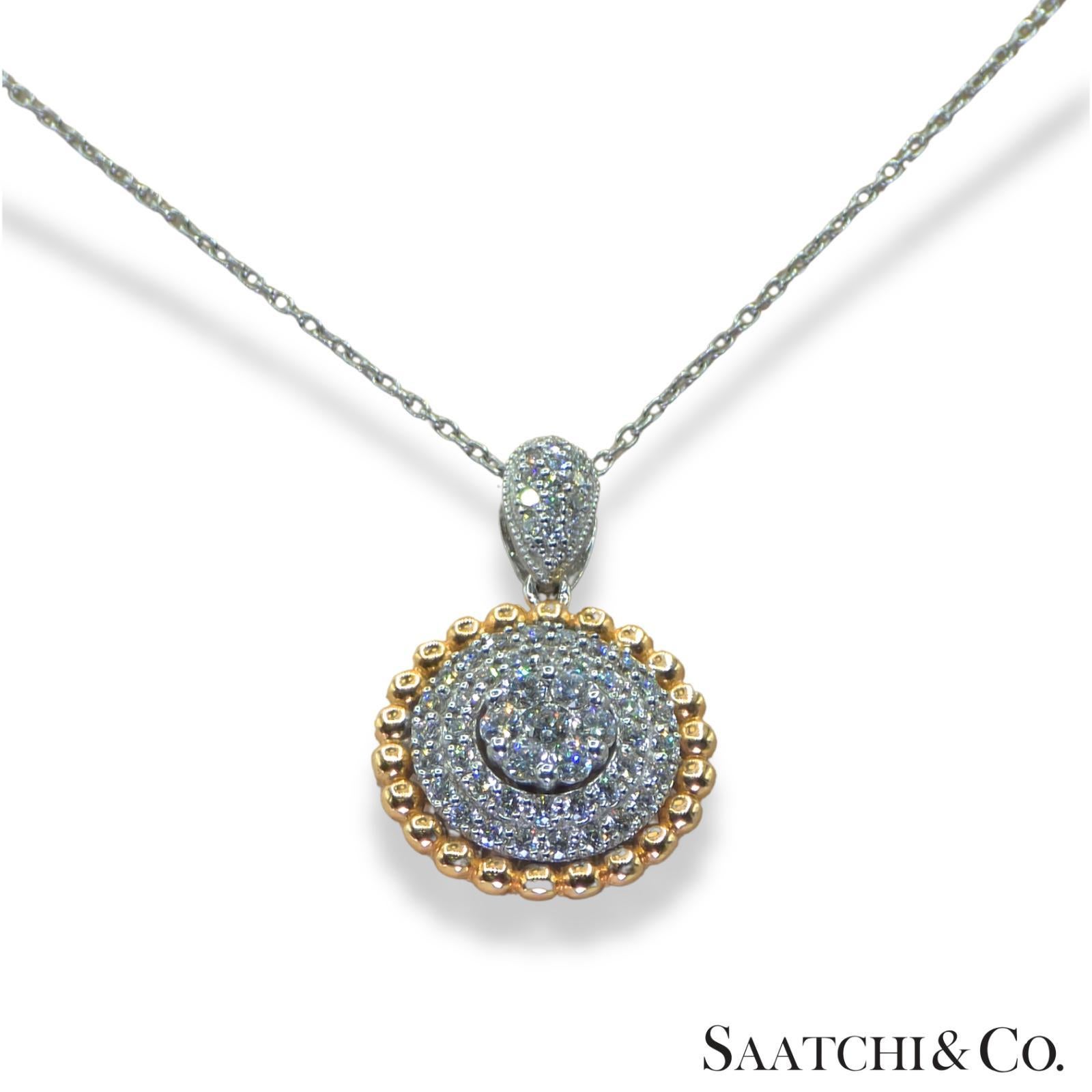Natural Diamond Necklace 18K White Rose Gold 750 Two Tone For Sale 3