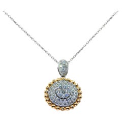Natural Diamond Necklace 18K White Rose Gold 750 Two Tone