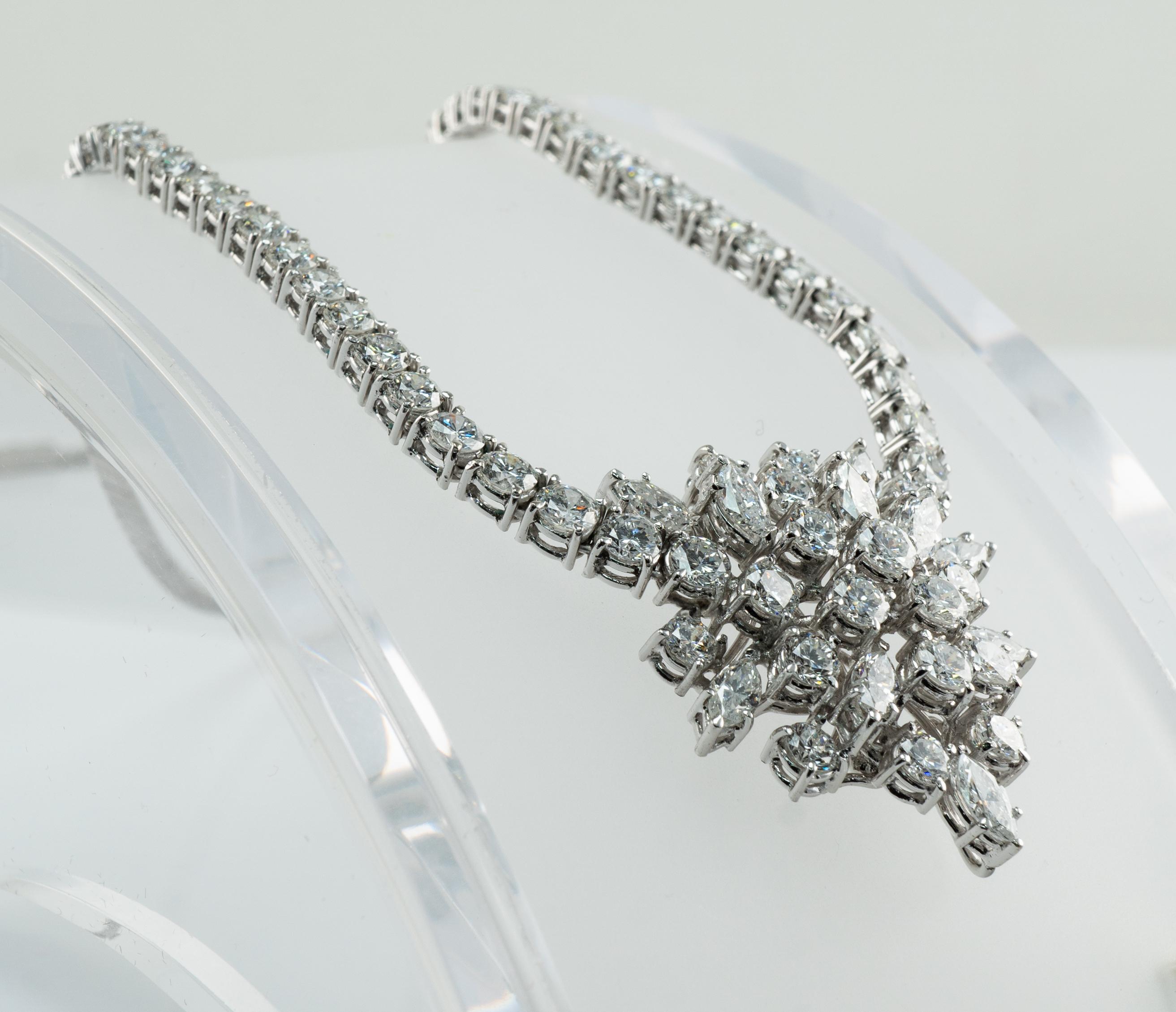 Natural Diamond Necklace Choker Vintage 14k White Gold 9.52tdw For Sale 4