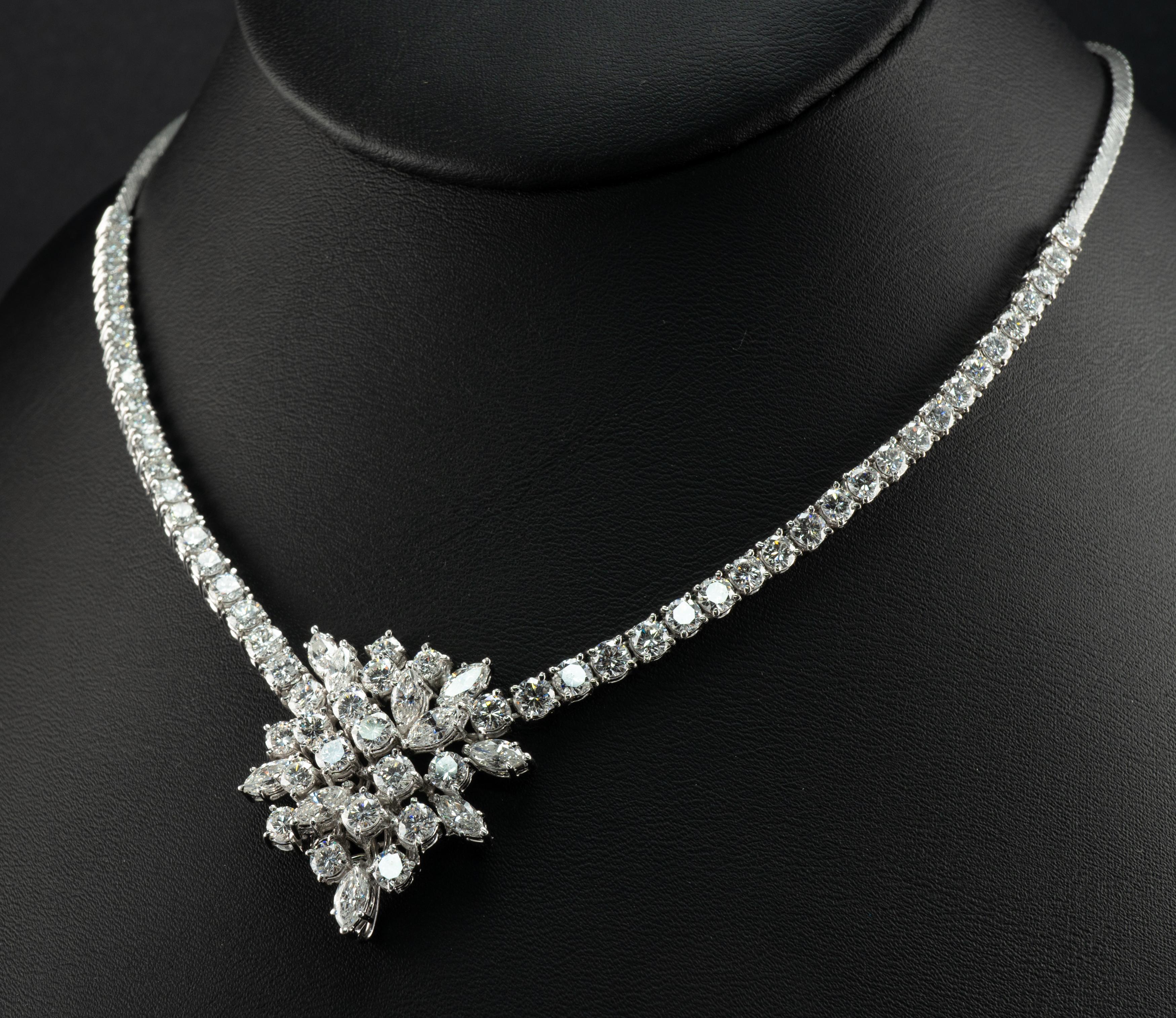 Natural Diamond Necklace Choker Vintage 14k White Gold 9.52tdw For Sale 5