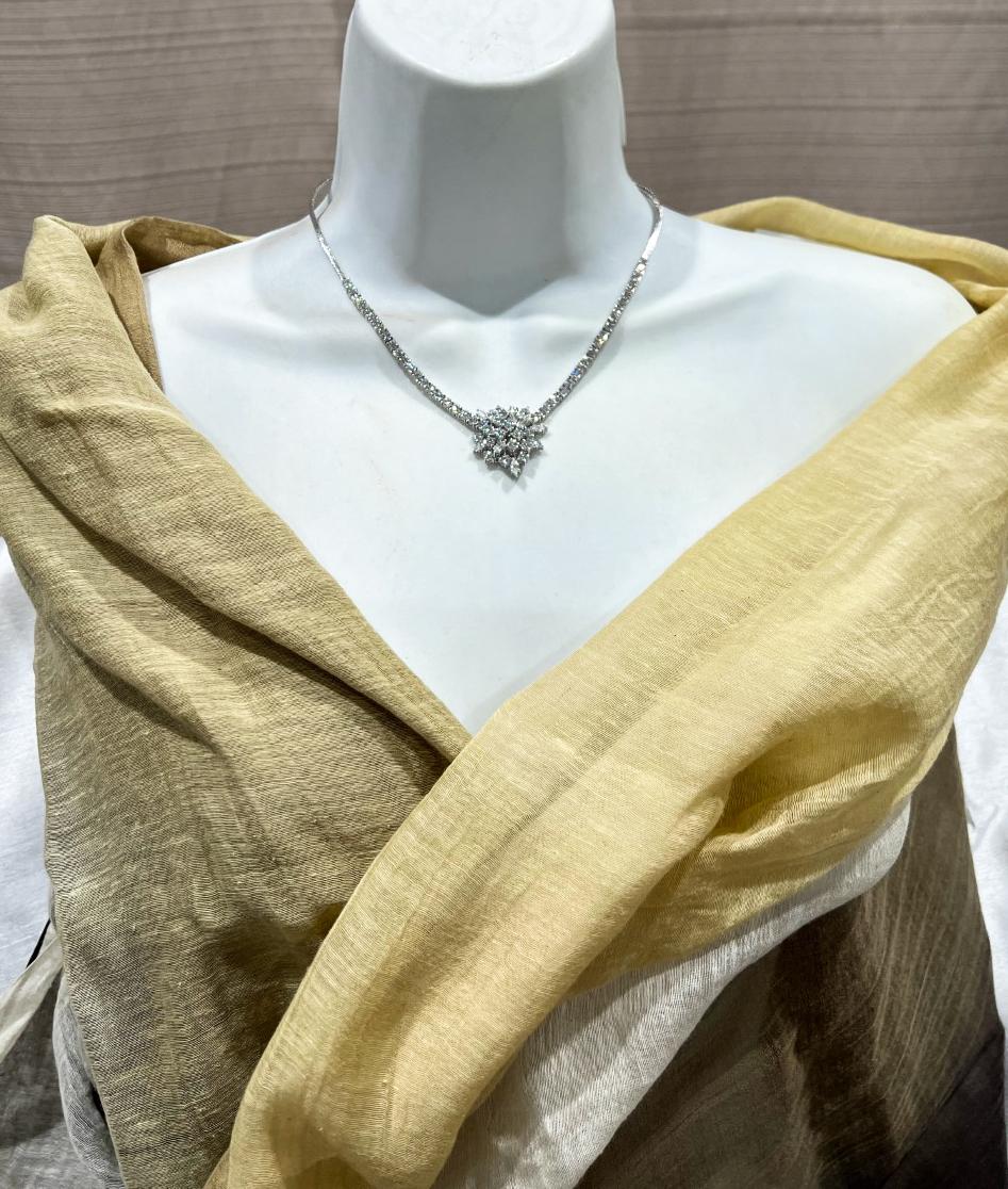 Natural Diamond Necklace Choker Vintage 14k White Gold 9.52tdw For Sale 6