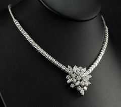 Natural Diamond Necklace Choker Vintage 14k White Gold 9.52tdw