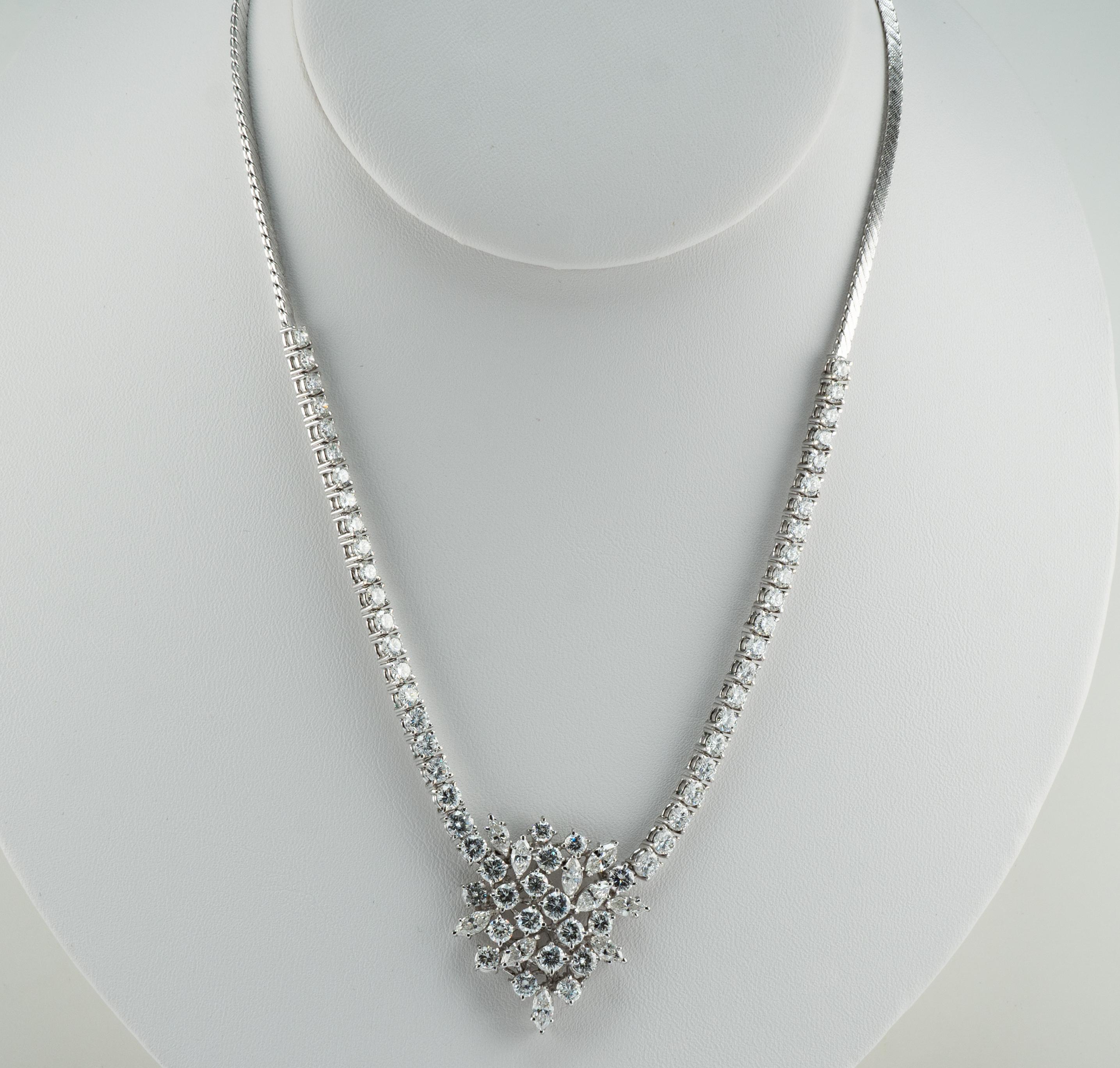 Natural Diamond Necklace Choker Vintage 14k White Gold 9.52tdw In Good Condition For Sale In East Brunswick, NJ