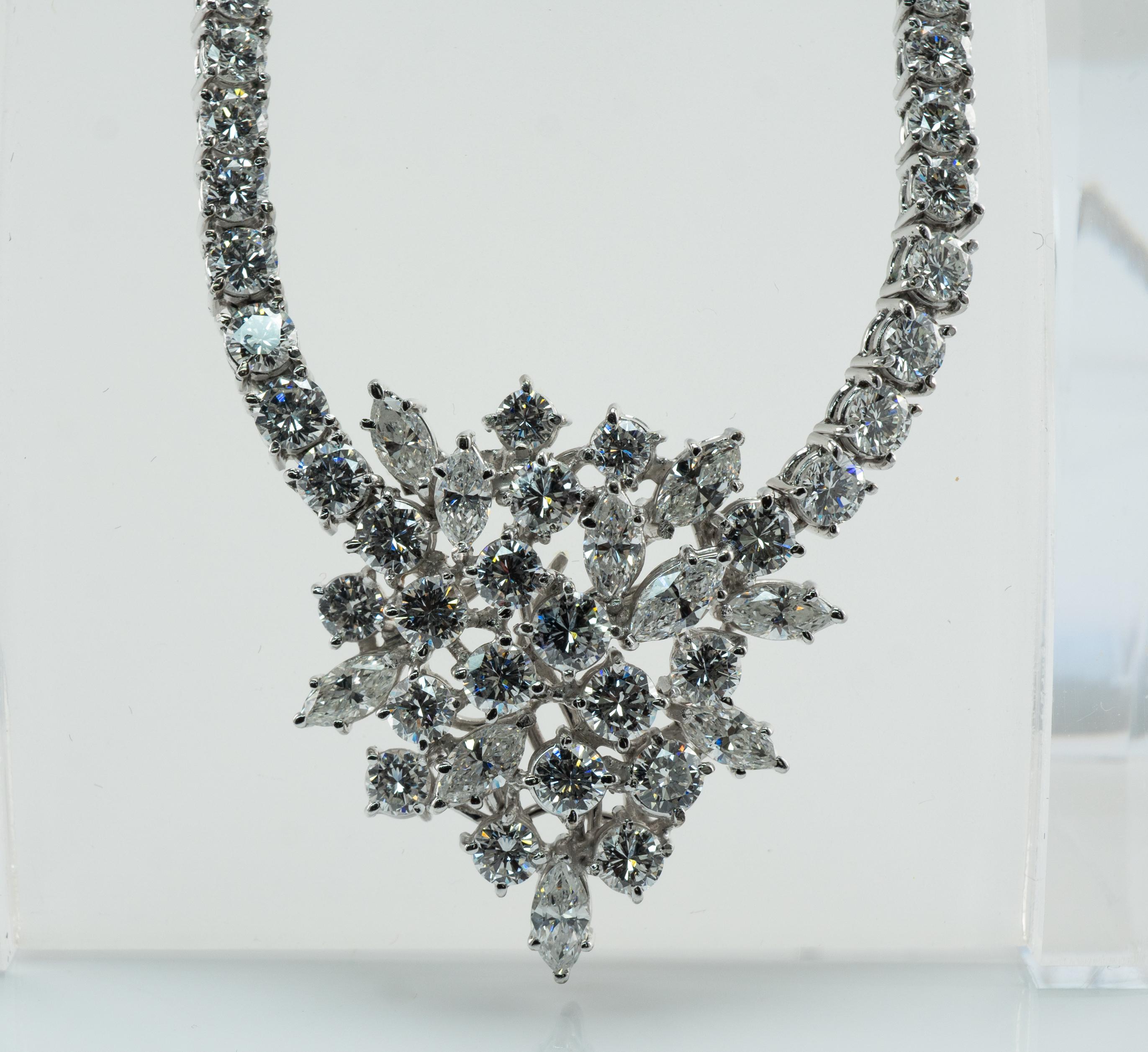 Natural Diamond Necklace Choker Vintage 14k White Gold 9.52tdw For Sale 1