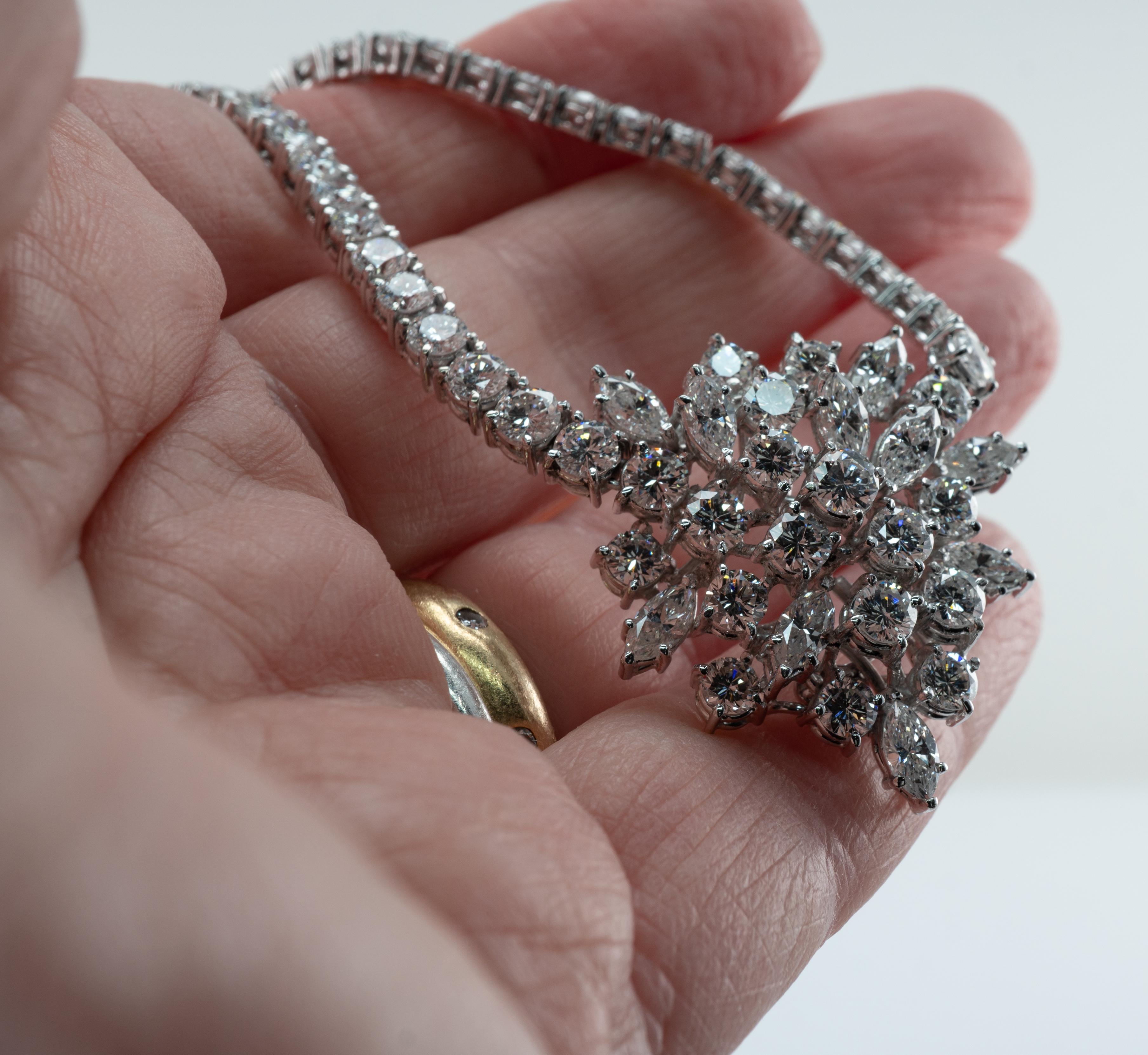 Natural Diamond Necklace Choker Vintage 14k White Gold 9.52tdw For Sale 3