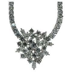 Natural Diamond Necklace Choker Retro 14k White Gold 9.52tdw