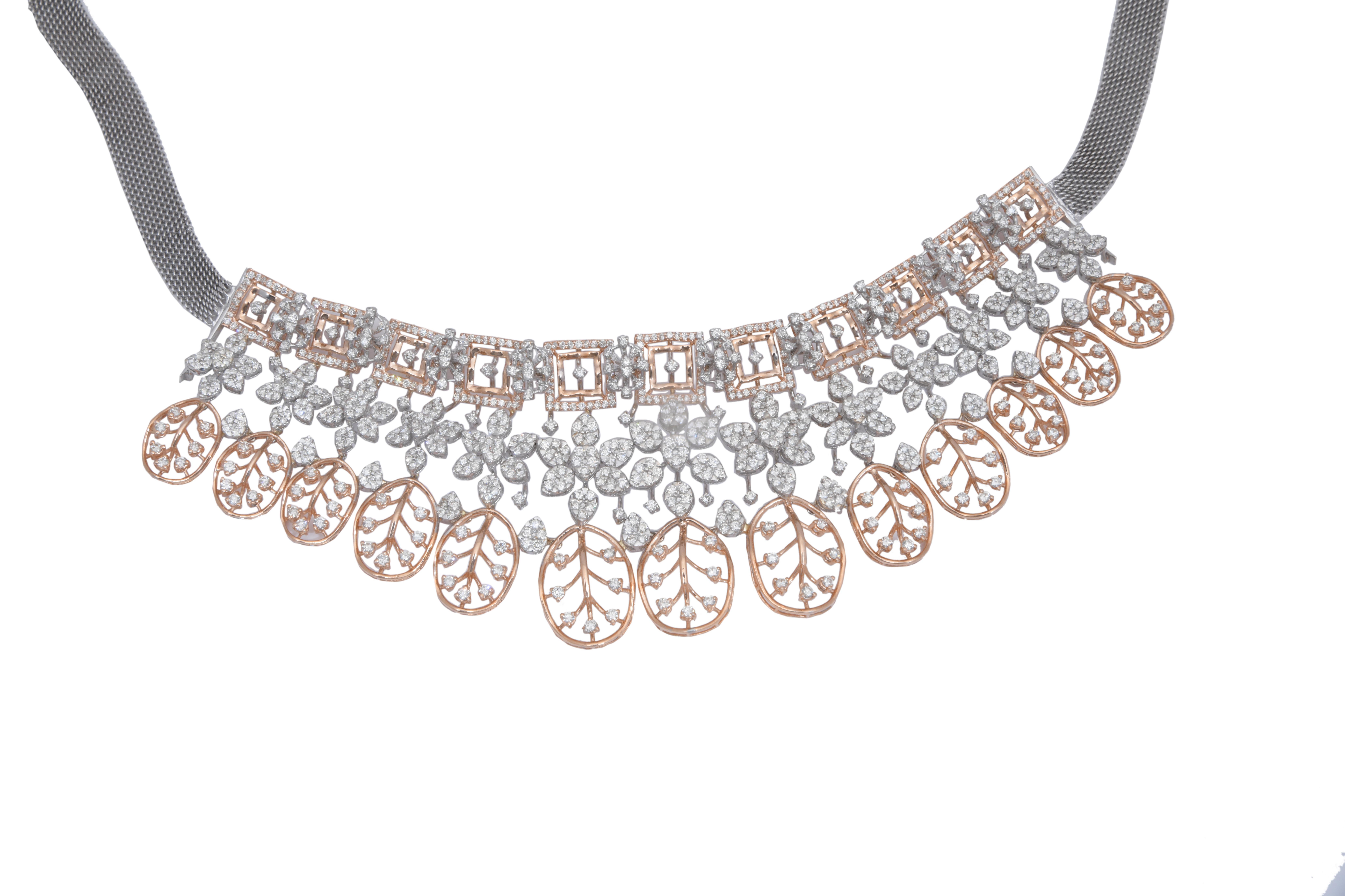 Halskette aus natürlichen Diamanten mit 16.30 Karat Diamanten und Gold 14k (Gemischter Schliff) im Angebot